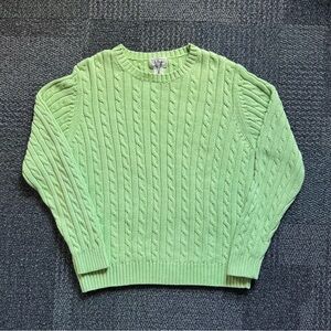 L.L. Bean Light Green Cotton Knit Cable Knit Pullover Sweater Size Women’s Large